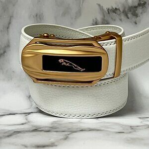 Fashion Leather Gold Slide White Mens Belt Automatic Car Puma‎ Buckle Designer